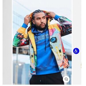 Tango Hotel I want my Roses Skull Graphic Hooded Windbreaker Jacket Sz S Unisex